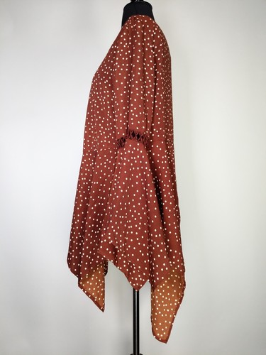 Blu Pepper Size M Medium Brown Polka Dot Handkerchief Hem Open Cardigan Top NWT - Picture 5 of 7