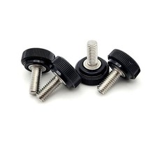 M4 x 10mm Knurled Thumb Screws Bolts Black Clamping Knob 304 Stainless Steel 4mm