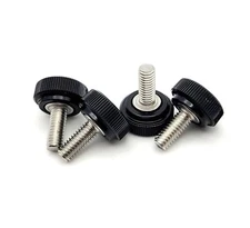 M4 x 10mm Knurled Thumb Screws Bolts Black Clamping Knob 304 Stainless 4-24 Pack