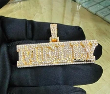 1.85 ct Natural Moissanite mens Customized MELLY Name Layered Pendant 925 Silver