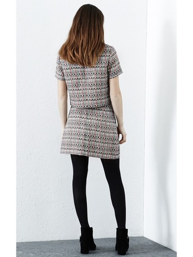 Warehouse Multi Coloured Print Tweed Skirt and Blouse set - Picture 3 of 6