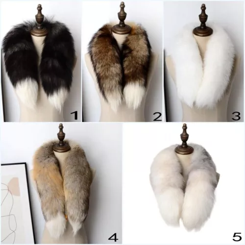 100% Echte Fuchspelz Echte Schal Kragen Schal Schals Wrap Stole Neck Warmer - Bild 1 von 22
