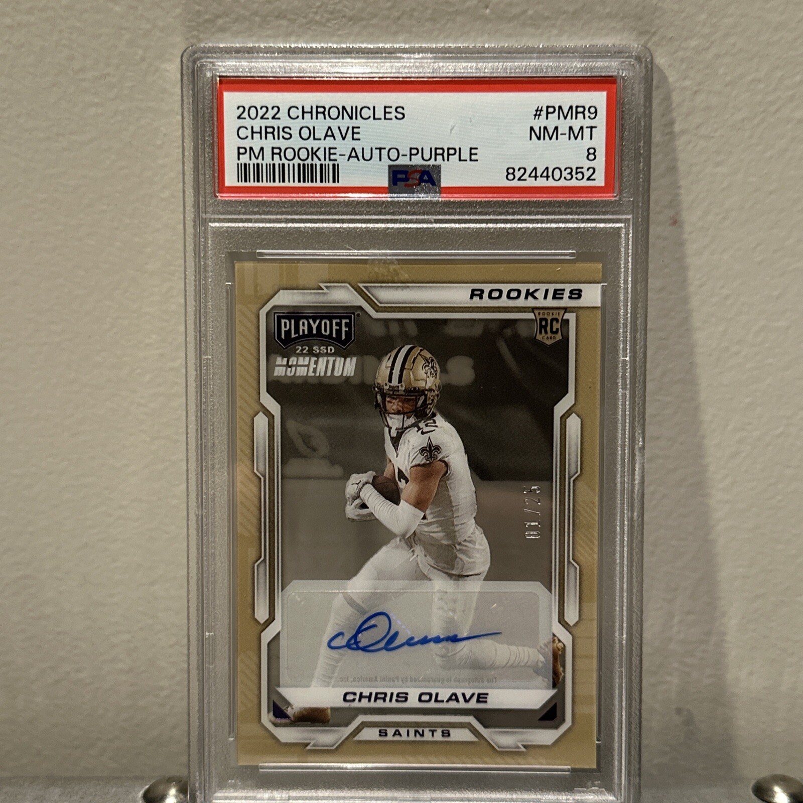 Chris Olave Panini Chronicles Playoff Momentum Rookies #PMR9 Autograph-Purple