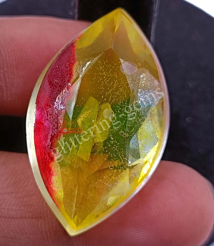 Gemas sueltas IGL 63,10 quilates corte marquesa BI color cuarzo ametrino doblete M25 Foto 2 de 4