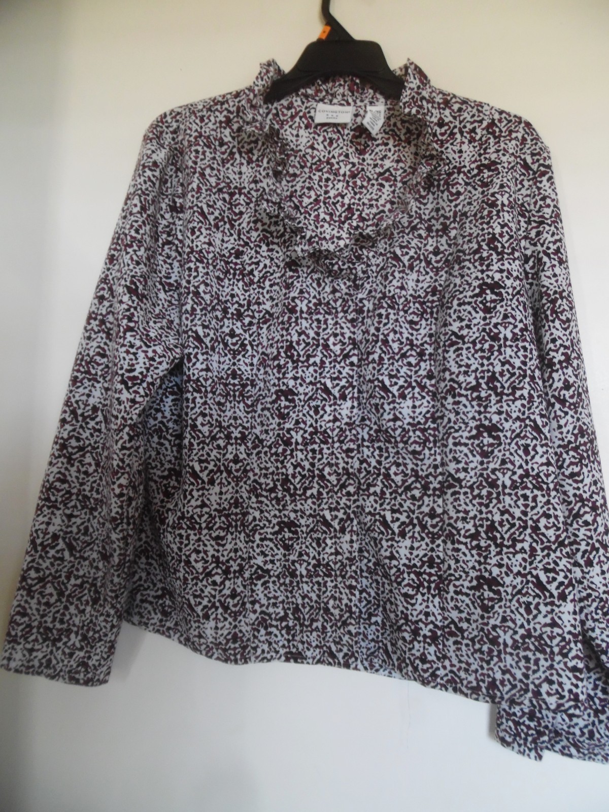 Covington Women's XLP Ruffle Button-Up Long Sleeve Career Blouse