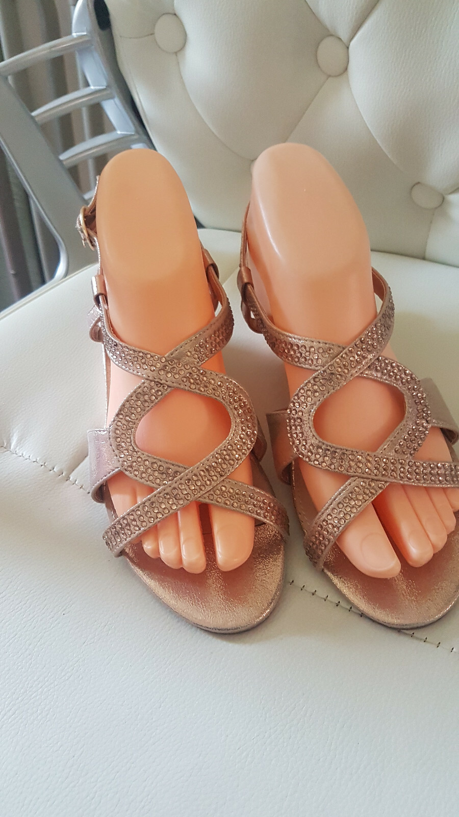 JD WILLIAMS BN Size 5 Bronze Embellished 2 Wedge Heels Ladies Sandals |  eBay