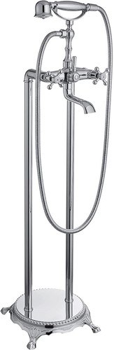 Floor Mounted Free Standing Bathtub Faucet Tub Filler with Hand Shower Set Mixer - Picture 2 of 34