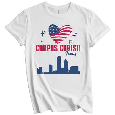 Corpus Christi Texas Skyline American Flag Heart 4th of July T-Shirt