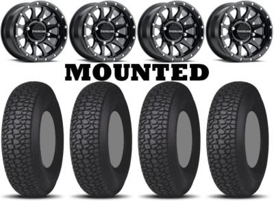 Kit 4 Tensor Regulator 2 Tires 30x10-15 on Raceline Trophy Matte Black CAN