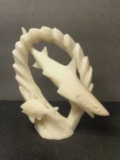 Shark w/small Fish Resin Material Sculpture Statue Figurine 7” - Pre-owned