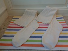 Vintage Cotton ORIGINAL Stockings Socks Victorian Style Scallop Creamy Texutred