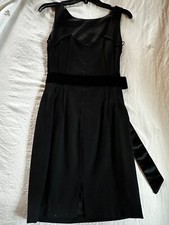 DOLCE & GABBANA Size 38 Black Virgin Wool Sleeveless Velvet Bow Shift Dress