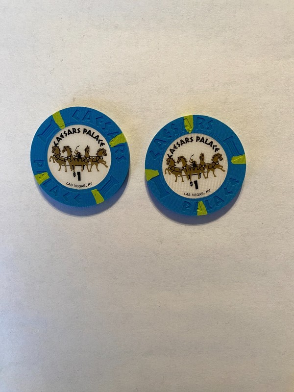 CAESARS PALACE TWO $1 CASINO CHIPS VINTAGE