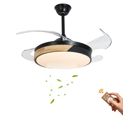 42" Ceiling Fan Light Round Chandelier LED Lamp 2 Color Change With Remote Black - Picture 7 of 19