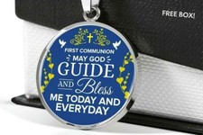 FIRST COMMUNION CATHOLIC Pendant 925 Sterling Silver 18" Necklace Gift women men