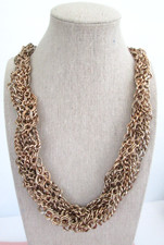 Vtg Liz Claiborne Signed Chunky Brutalist Collar Layered Chain Necklace 22"