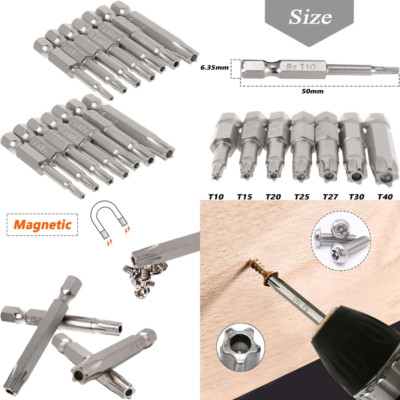 14Pcs 5-Pointed Security Star Torx Hex Screwdriver Bits Set 50mm Length S2 Steel