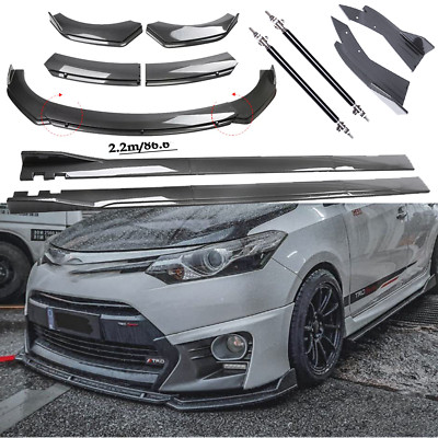 Carbon Fiber Front Bumper Lip Spoiler 86.6'' Side Skirt Kit For Toyota Camry