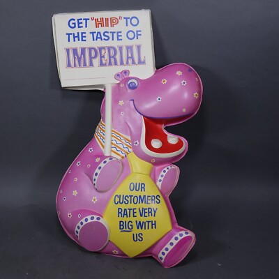 Hiram Walker IMPERIAL Blended Whiskey ''GET HIP TO THE TASTE'' Pink Hippo 3D Sign