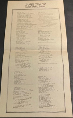 JAMES TAYLOR --Sweet Baby James Original LP WS 1843 VG+/VG POSTER - Imagen 6 de 6