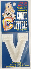 JOY 2-inch Iron-On Stick-On Paintable Embroidered CRAFT LETTERS - WHITE V