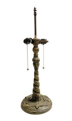 Tiffany Lamp Base-DRAGONFLY Design-Replacement Base Only, 2-Light Pull Chain-Brz