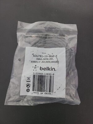 Belkin Cable A3L791-10-BLK-S   RJ45M/M 10FT CAT5E Black Patch Snagless