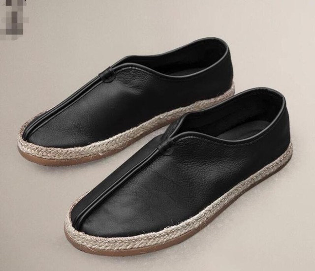 Mens Youth Fashion Leather Chinese Ethnic Slip On Loafers Espadrilles Shoes