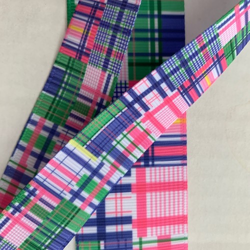 Preppy madras plaid Grosgrain ribbon BTY 3/8" 5/8" 7/8" 1.5" - Picture 2 of 2
