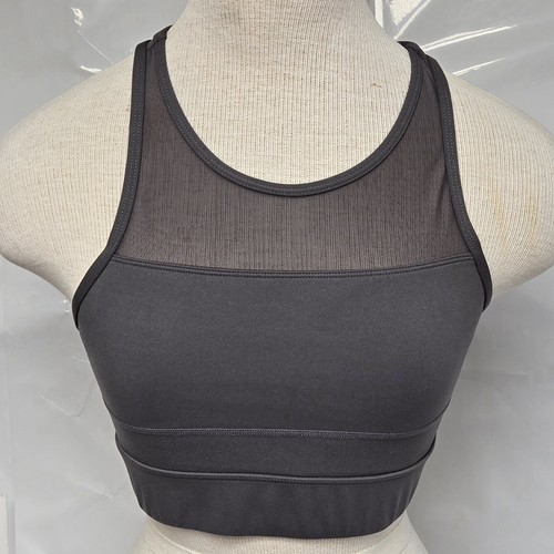 Zyia Active One More Rep Mesh Racerback Sports Bra Gray Women Medium Zip Workout - Picture 4 of 9