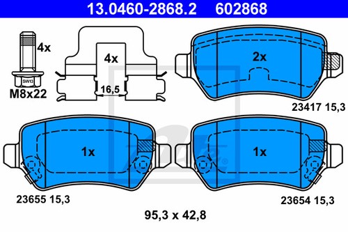 A04 13.0460-2868.2 für OPEL ASTRA H ATE Bremsbelagsatz Hinterachse HA