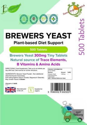 Bierhefe 300 mg, (500 Tabletten) Aminosäuren, B-Vitamine & Mineralstoffe LINDEN UK
