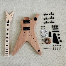 DIY Electric Guitar Unfinished Kit Genuine Maple Fretboard Mahogany Body Bolt On