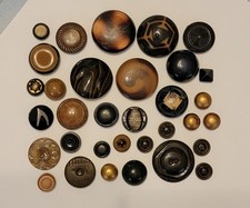 Vintage Art Deco Tight Top & BUBBLE Top  Celluloid Button Lot Gold Tone