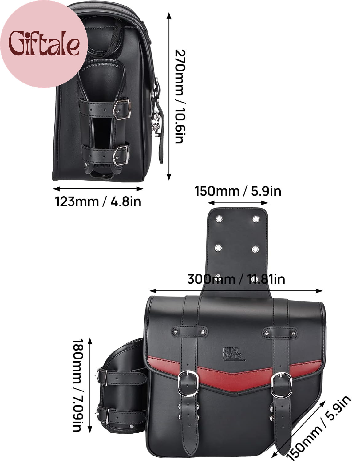 Motorcycle Saddle Bags PU Leather Saddlebags Waterproof with Cup Holder 18L Capa