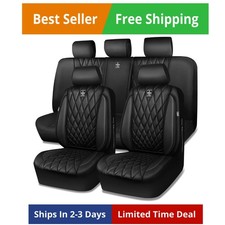 5 Seats Piping Luxury Faux Leather Seat Covers Full Set Anti-slip Waterproof... 5 Seats Piping Luxury Faux Leather Seat Covers Full Set Anti-slip Waterproof...