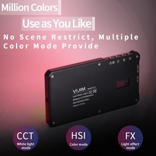 Colorful VIJIM VL-3 LED Video Photo Light Panel Full Color Photography Lighting - Photo 5 sur 12