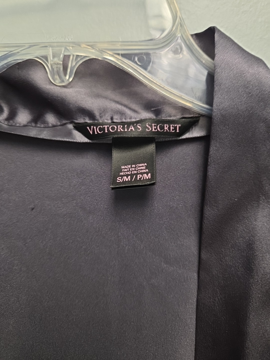 Victoria Secret Size S/M Dark Gray Satin Kimono Style Short Knee Length Robe Tie