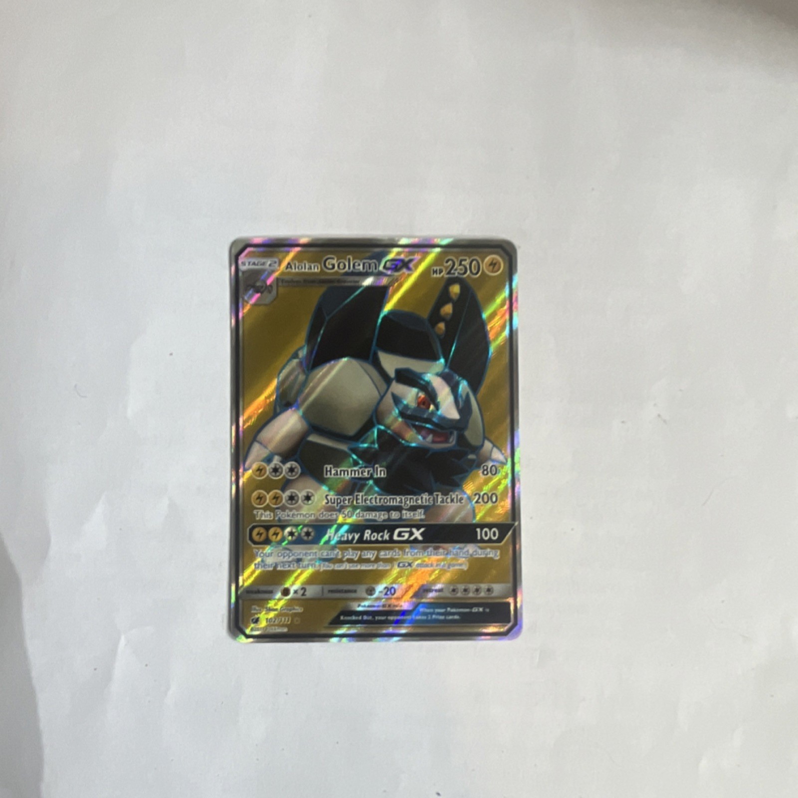 The Pokémon Company Alolan Golem GX SM Crimson Invasion 102/111 Ultra Rare Holo…