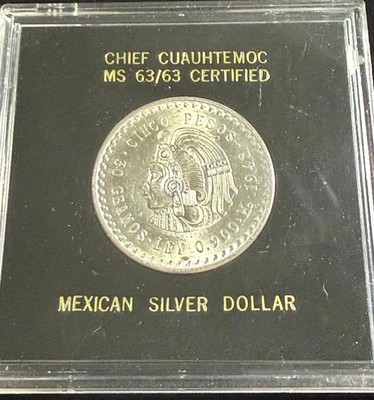 1948 MEXICO 5 PESO - CUAUHTEMOC - EAGLE - SILVER - NICE COIN!