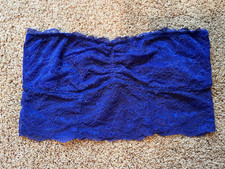 American Eagle Sz M Lace Bandeau Bralette Strapless Royal Blue