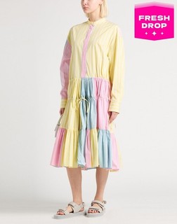 RRP€1139 MARNI Midi Shirt Dress IT42 US6 UK10 M Striped Ruched Made in Italy