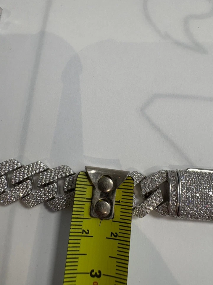 925 Silver Cuban Link Chain – 14mm – 50cm – Moissanite Stones – 162.68g - Bild 4 von 4