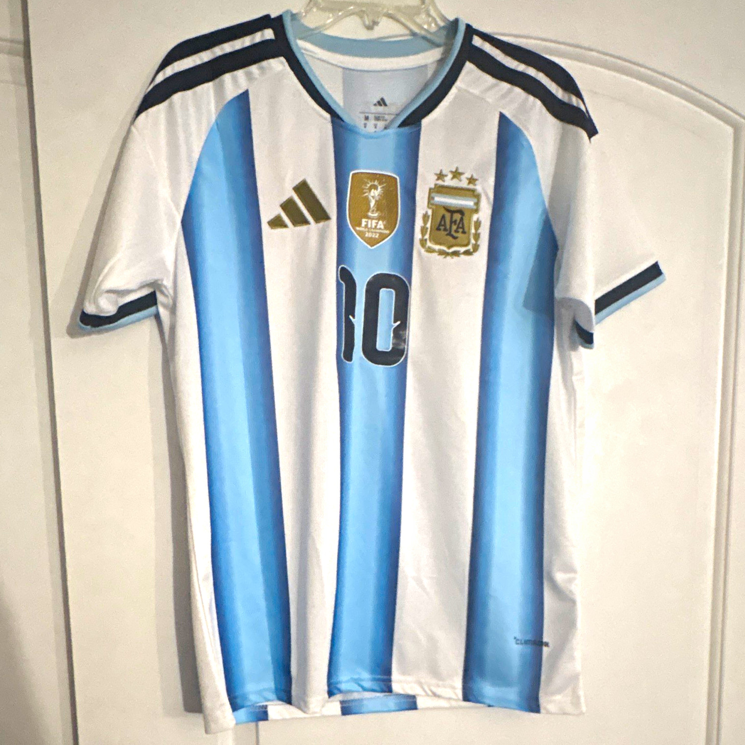 adidas Argentina Lionel Messi #10 Soccer Jersey White Blue Men’s Size M replica