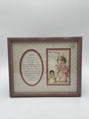 Vtg Childrens Bedtime Prayer Wall Art Now I Lay Me Down to Sleep Nursery Frame