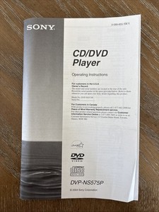 SONY CD/DVD PLAYER DVP-NS575P Operating Instructions Only