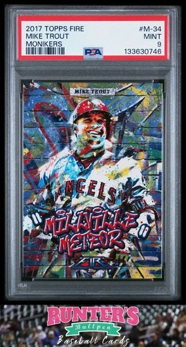 2017 Topps Fire Monikers #M-34 Mike Trout Angels PSA 9