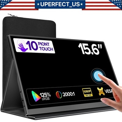 15.6'' Touch USB-C Portable Monitor 1920*1080 800:1 Display For Raspberry Pi +Bag