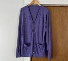 American Apparel Cardigan Sweater Mens L Tri Blend Purple Made In USA V Neck
