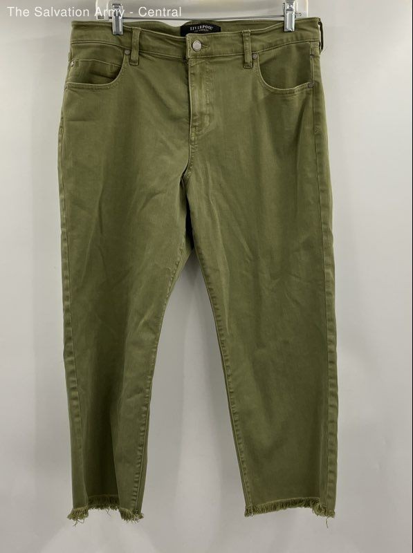 Liverpool Womens Green Denim Medium Wash Straight Leg Jeans Size 14/32
